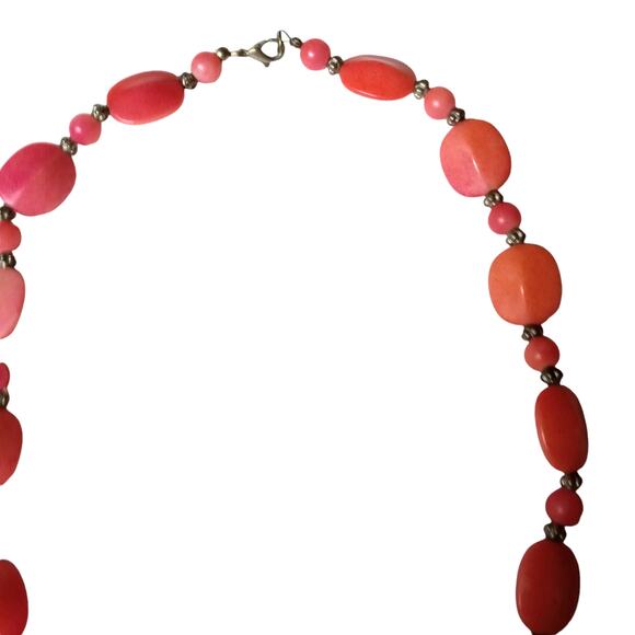 Coral Orange Tones Ombre Beaded Necklace VTG 9" Fall Autumn Halloween Jewelry - Picture 5 of 16